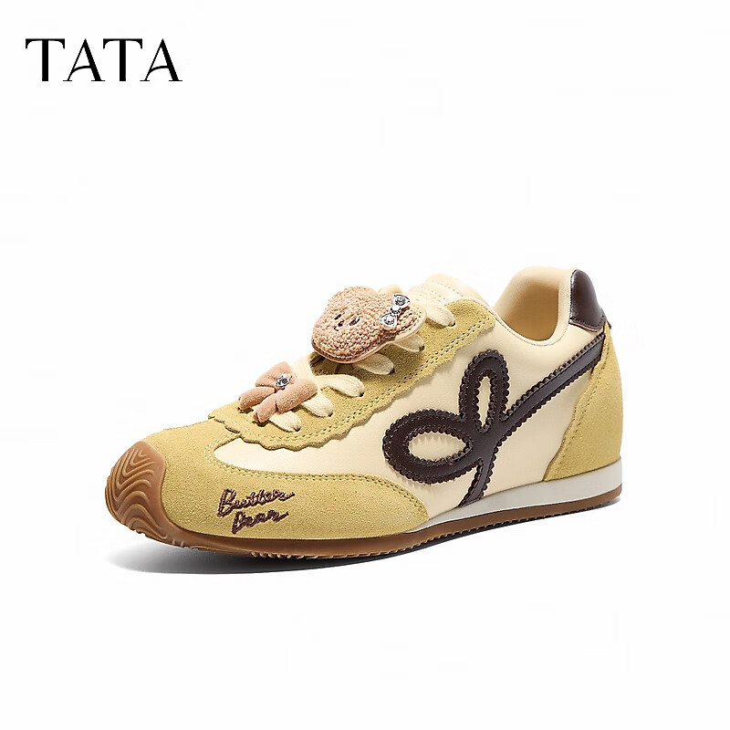TATA TATA Celebrity Edition Butter Bear Collaboration Fleece-lined German Training A-Gan Shoes Yellow/Brown Size 34