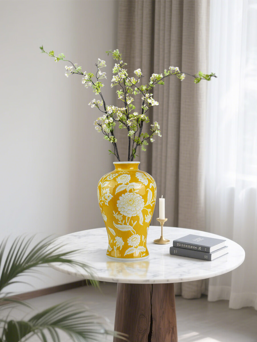 Qiju Elegant Collection Artificial Chinese Style High Branch Festive Peach Blossom New Year Spring Festival Home Living Room Atmosphere Decorative Bouquet Pink 3 Stems 20094 3