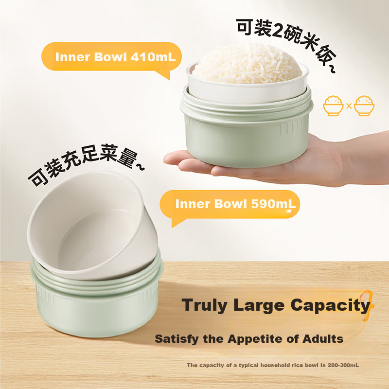 SUPOR Ceramic Lunch Box with Inner Container, Microwave-Safe Bento Box for Office Workers And Students, Portable Meal Container Set of Three Pieces