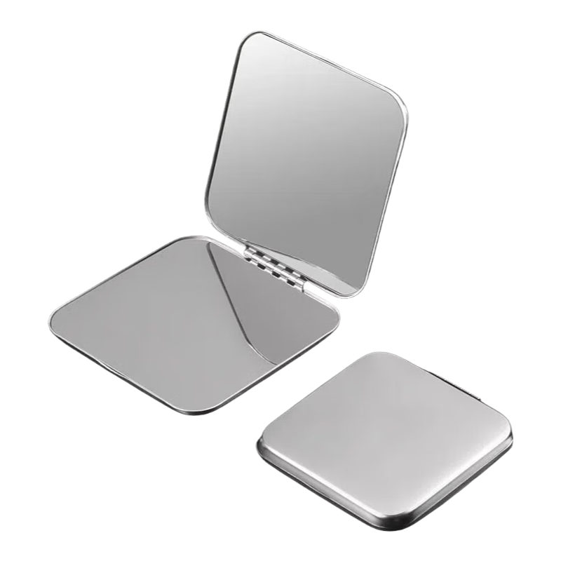 Dikalu Foldable Portable Stainless Steel Shatterproof Makeup Mirror Double-Sided Compact Home Use