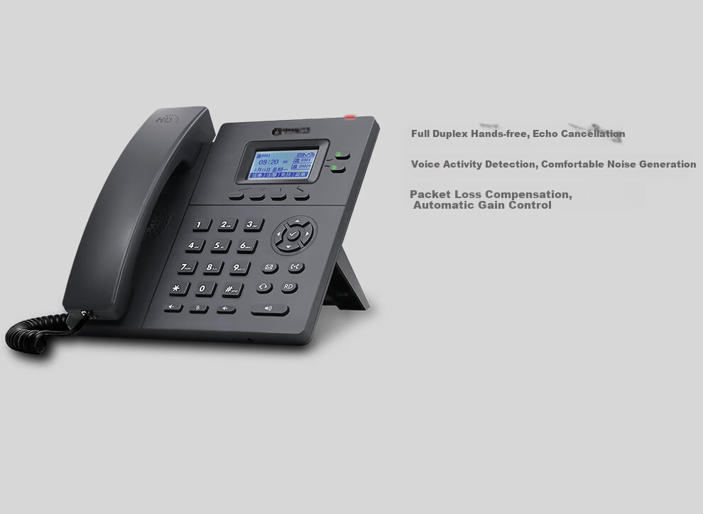 Yijiatong IP Telephone Landline, IP201 VOIP Network Phone, Call Center Telephone, Gigabit Ethernet Port with Dual SIP Accounts, Wall-Mountable, Power Supply Included 3