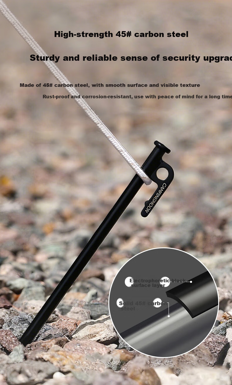 Campingmoon Tent Stake, Windproof Peg, Tent Anchor [T15], 15CM Carbon Steel Ground Stake, Single Piece 3