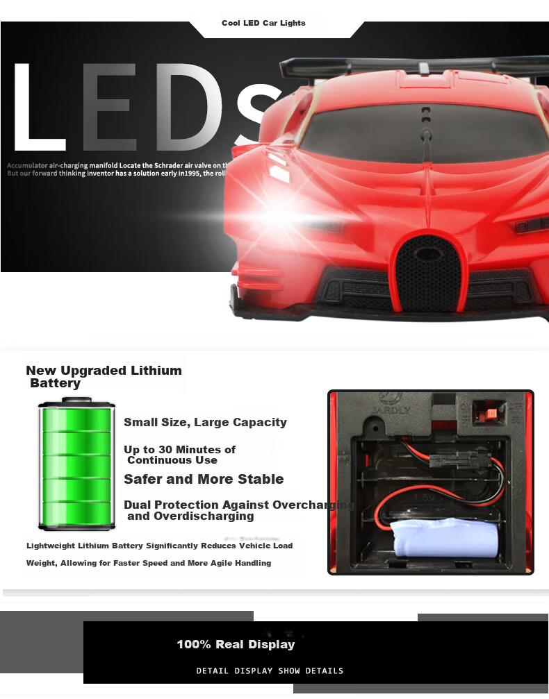 Guanchao Children's Toy, Boys' Birthday Gift, RC Remote Control Car for Ages 3-6, Electric Bugatti Racing Car, Educational Toy 8