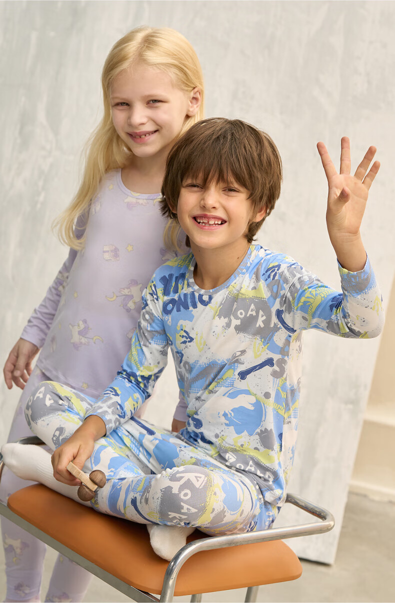 AIMER KIDS Antibacterial Modal Girls' Thermal Underwear Set 2025 New Light Warmth [5~15℃] Magic Wonder 120 7