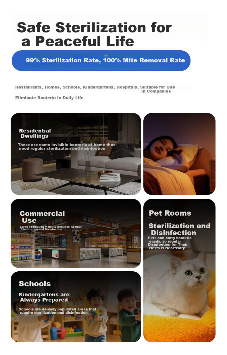 AOC UV Sterilization Lamp for Home Use, Pet Mite Removal, Odor Elimination, Deodorizing, Disinfection Lamp, UV Light with Timer, 60W Odorless 8