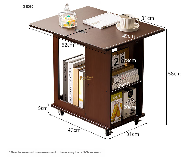 Laozhujiang Movable Side Table, Living Room Coffee Table, Sofa End Table, Multifunctional Antique Folding Tea Table, Storage Rack, Corner Cabinet 15