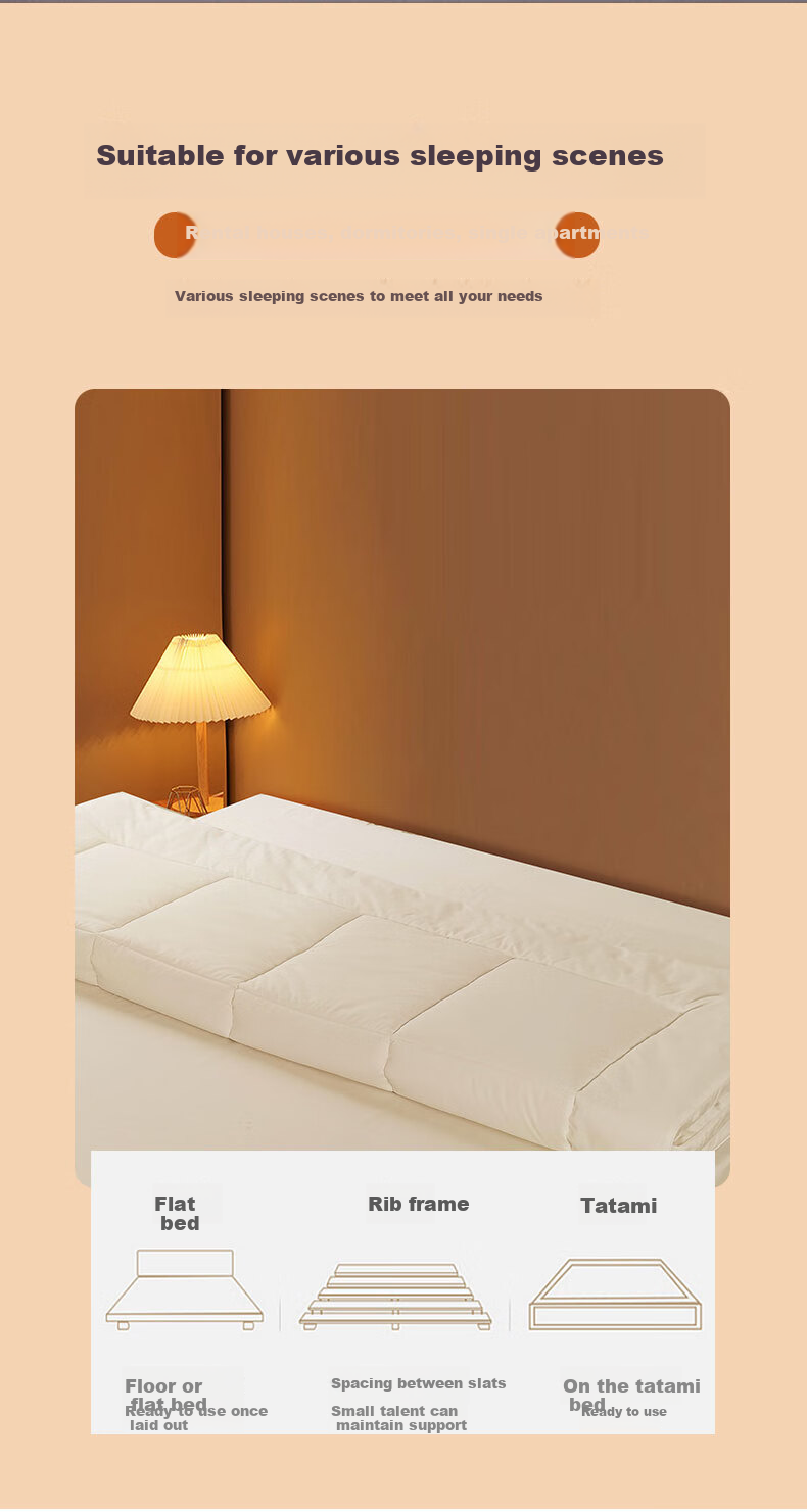 FUANNA × JINGDONG Custom Cotton Mattress, Soybean Fiber Thick Pad, Pure Cotton Single Student Protective Mat, 0.9x1.9 Meters 8