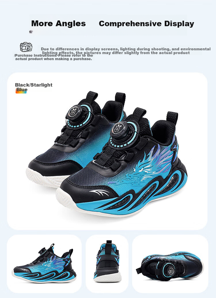 Babu Bean Boys Casual Fashion Dad Shoes Autumn Soft Sole Kids Sports Shoes 102553085 Black/Starry Blue Size 31 4