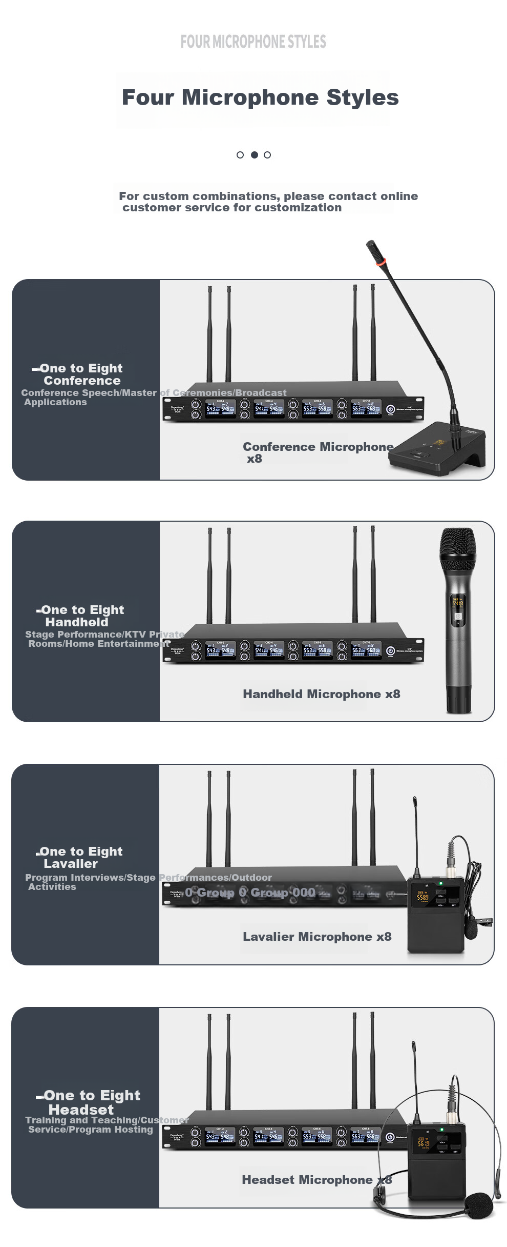 Depusheng DF208 Professional Wireless Microphone, One-To for Stage Performance, KTV Singing, Training, Video Conferencing, Hosting, School And Home Use, Frequency-Modulated Handheld Microphone with Anti-Howling Metal Desig 3