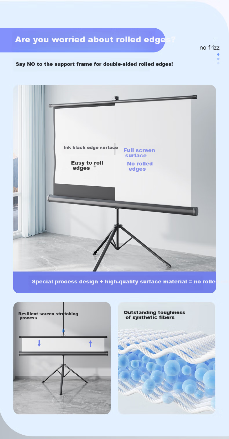 Fat Giant Projection Screen ZP Bracket Screen 120-inch 16:9 No-Drill Wall-Mount Dual-Use Projection Screen Supports HD Home Office Mobile Outdoor Portable Screen 3