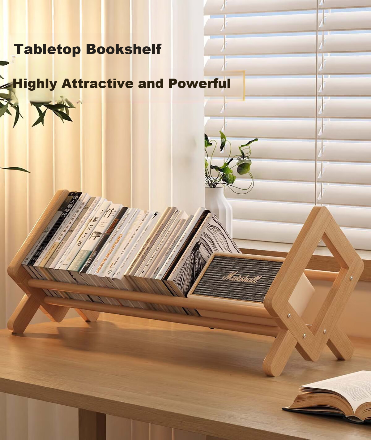 XIAOJIANGCAI Desktop Bookshelf Storage Rack, Office Desk Simple Storage Shelf, Desk Organizer File Holder, Walnut Color, 40cm Long 1