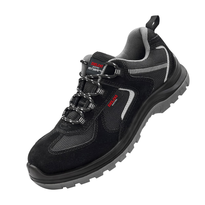 DELIXI ELECTRIC Men's Safety Work Shoes Superfiber Leather Steel Toe Cap Steel Plate Anti-Smash Puncture Slip-Resistant Durable