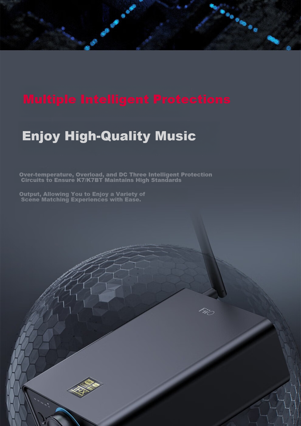 FiiO K7 Desktop Decoding Headphone Amplifier, DSD Decoder All-In Headphone Power Amplifier, HiFi Decoder, Black Decoder 12