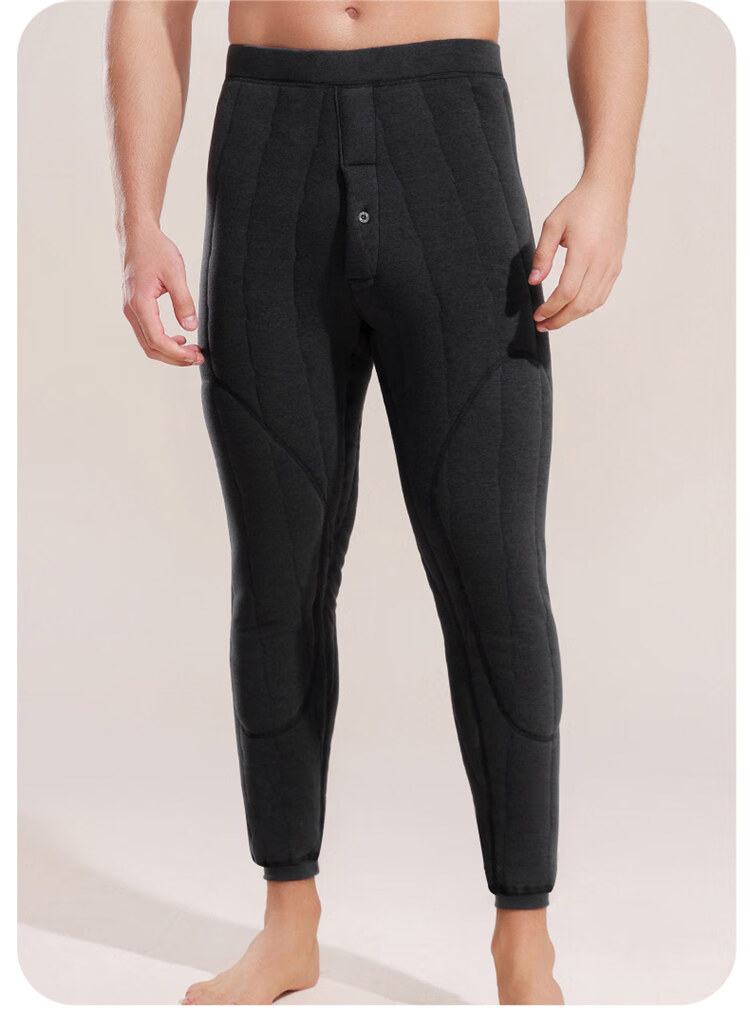 LangSha Men's Thermal Pants Wool Silk Autumn Winter Fleece Lined Thickened Knee Patch Plus Size Extra Thick Cotton Wool Pants 18