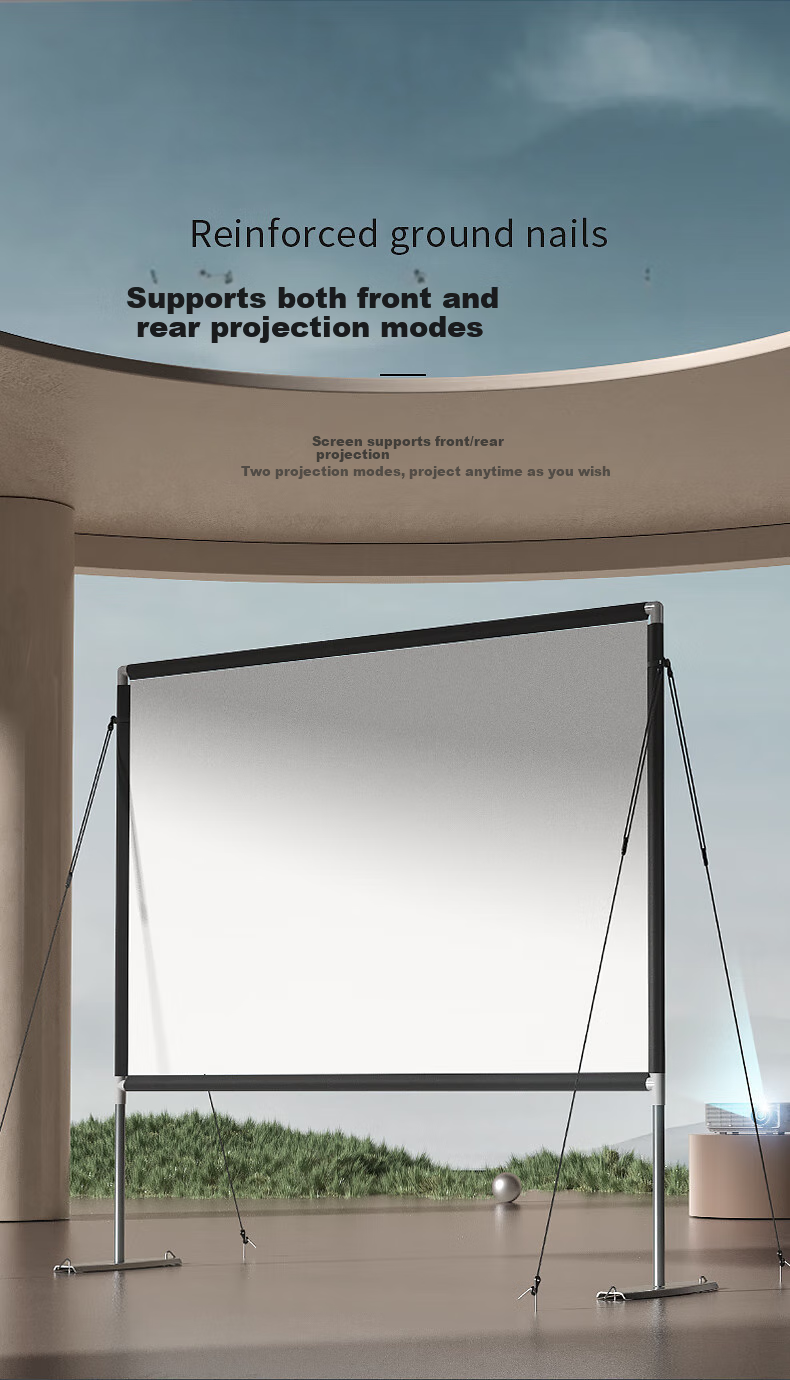 KUAIDUOXIAOWU Outdoor Projection Screen, 84-Inch 16:9 Outdoor Camping Movie Stand Projector Screen, Portable No-Drill HD Projector Screen (With Storage Bag Included) 6