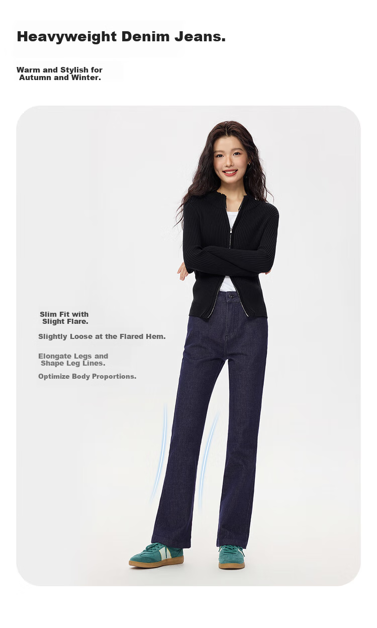 Giordano Women's Slim-Fit High-Waisted Denim Jeans with Heavy Wash Effect, Model 05415684 5