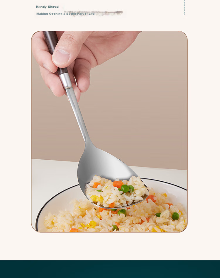 BJ Stainless Steel Spatula, Cooking Spatula, Small Soup Ladle, Small Pot Spatula, Wood-Handle Heat-Resistant Baby Food Tools, 2-Piece Set 8
