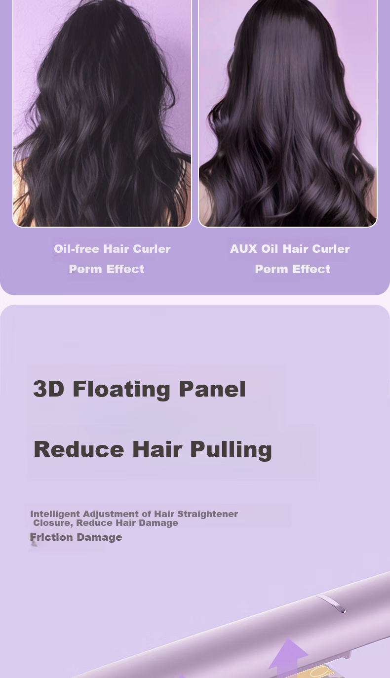 AUX Straight And Curled Hair Iron with Negative Ion, Hair-Friendly, Anti-Scalding, Dual-Use for Straight And Curly Hair, Five Temperature Settings, Bangs Clip, High Crown Volumizing Tool, Curling Iron, 520 Gift 12
