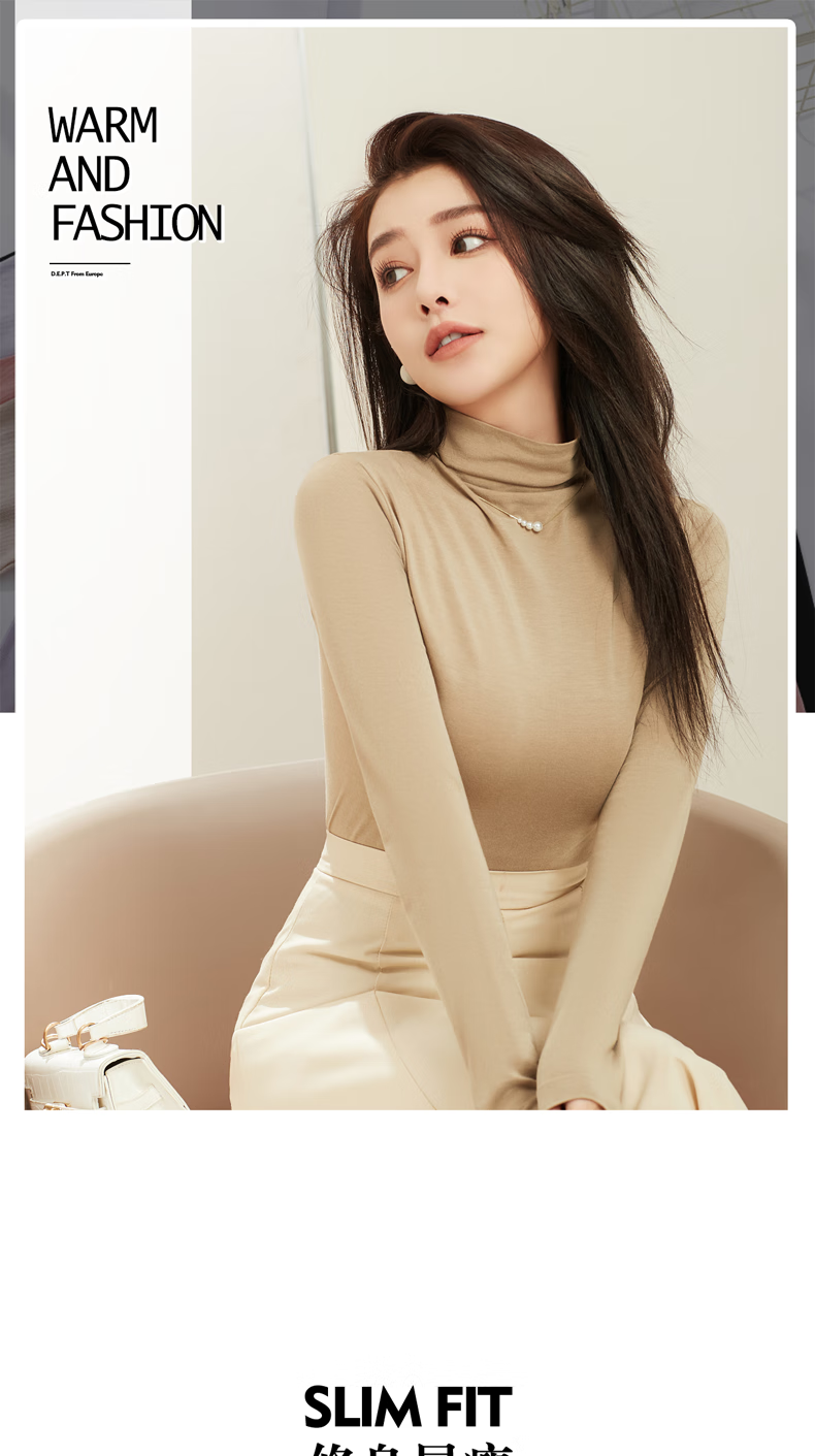 SNOWFLYING Turtleneck Wool Thermal Base Layer Women's Black Long Sleeve Autumn Winter Top 2