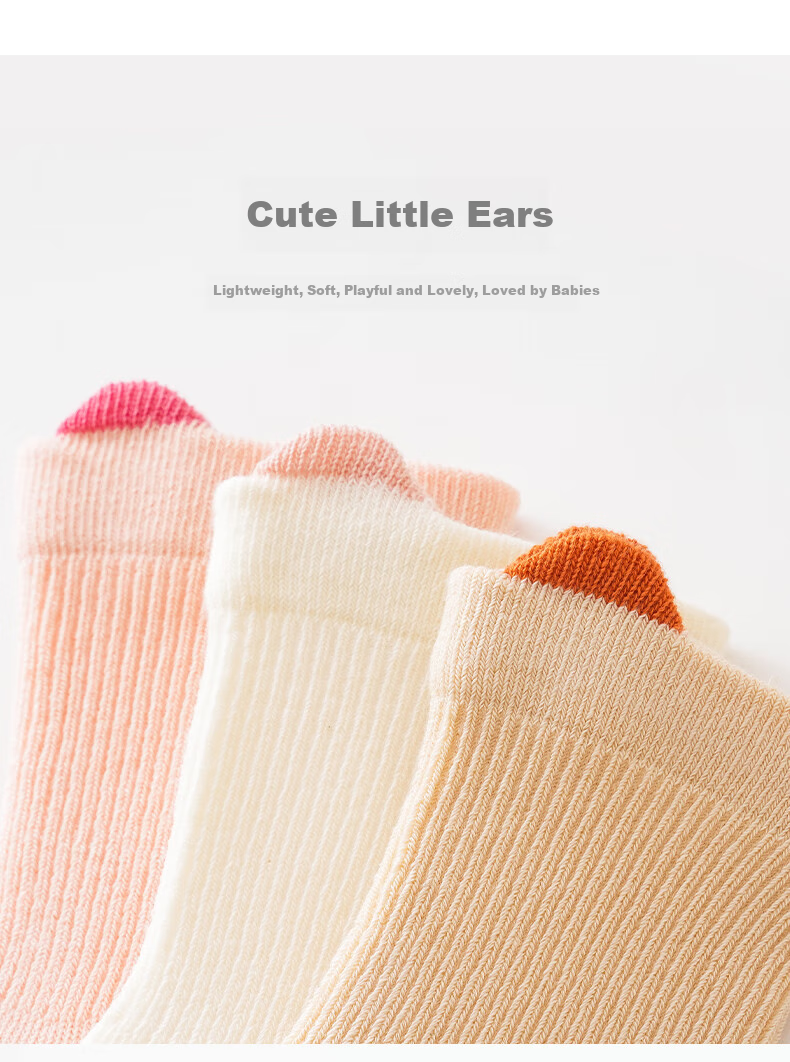 Wuduomian 6 Pairs of Baby Socks, Spring And Summer Infant Socks, Class A Children's Cotton Socks, Breathable Seamless Mid-Calf Socks with Ear Loops 7