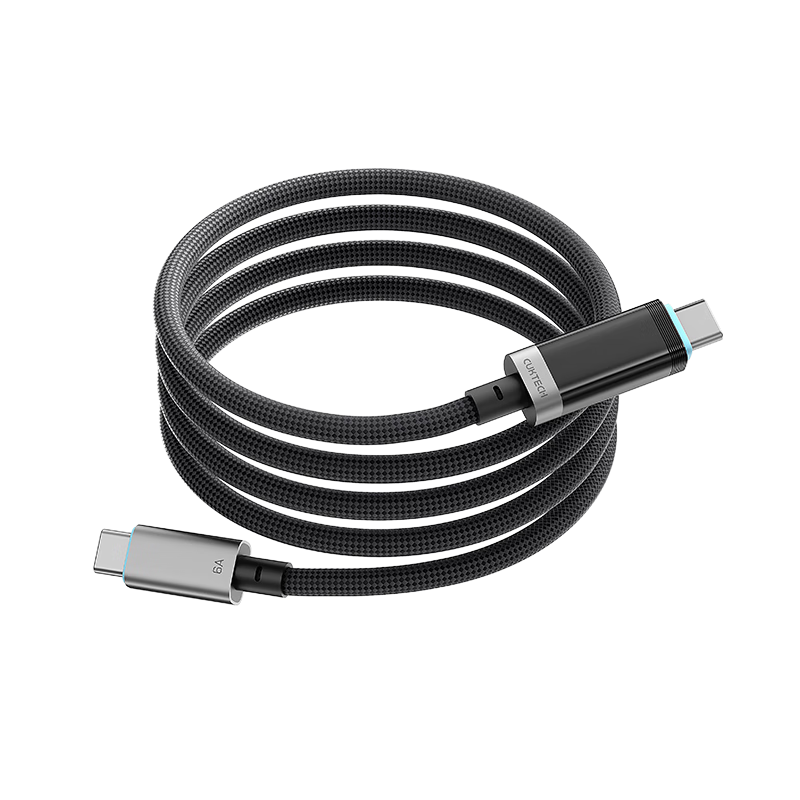 CUKTECH Kuotai Ke No.6 Braided Digital Display Power Cable, 240W Data Cable, Type-C Charging Cable, 6A Fast Charging, Suitable for Apple 17/Xiaomi/Huawei Phones, Tablets, Laptops, 2m