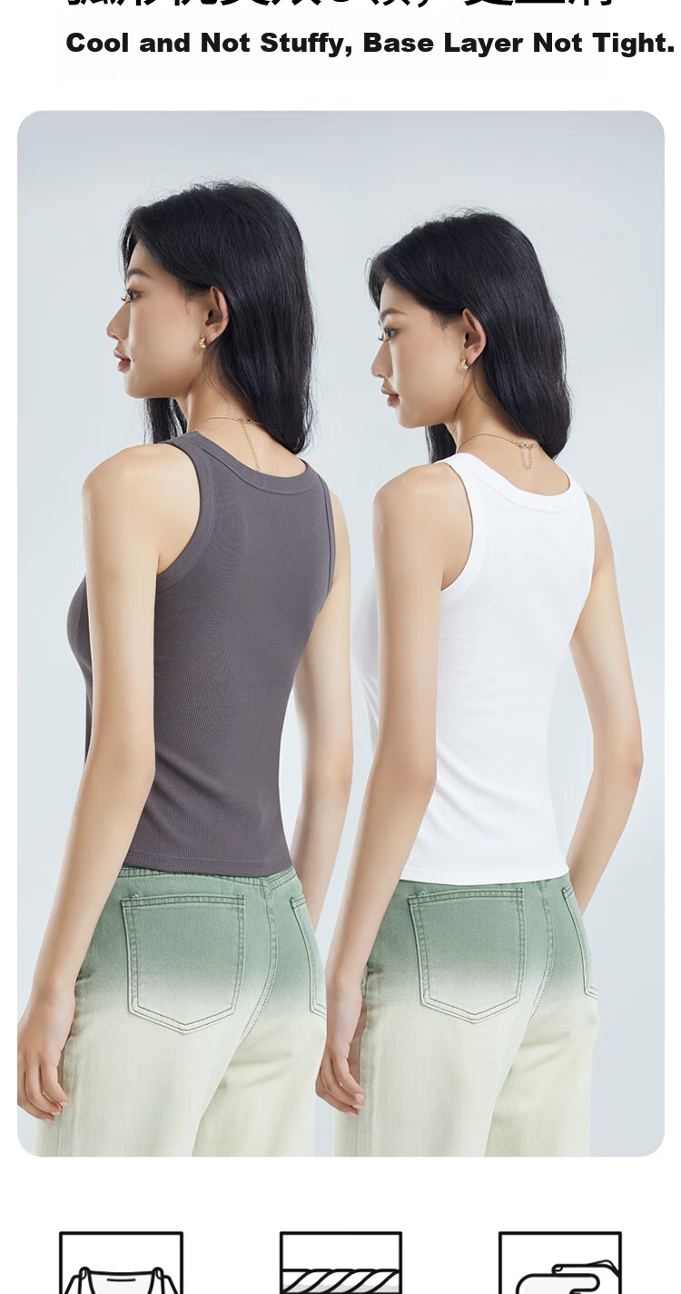 GUJIN Sleeveless Camisole Tank Top Knit Sweater Elegant Inner Wear Can Be Worn Alone Or As Undershirt Cotton No Chest Pads 11