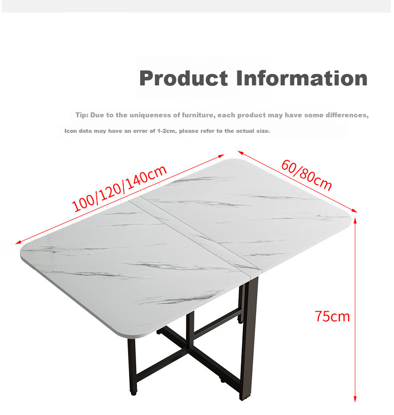 KULIN Folding Dining Table, Compact Size, Extendable And Retractable, Ultra-Thin Square Table for Home Use, Multifunctional, White, 120*80 Cm 21