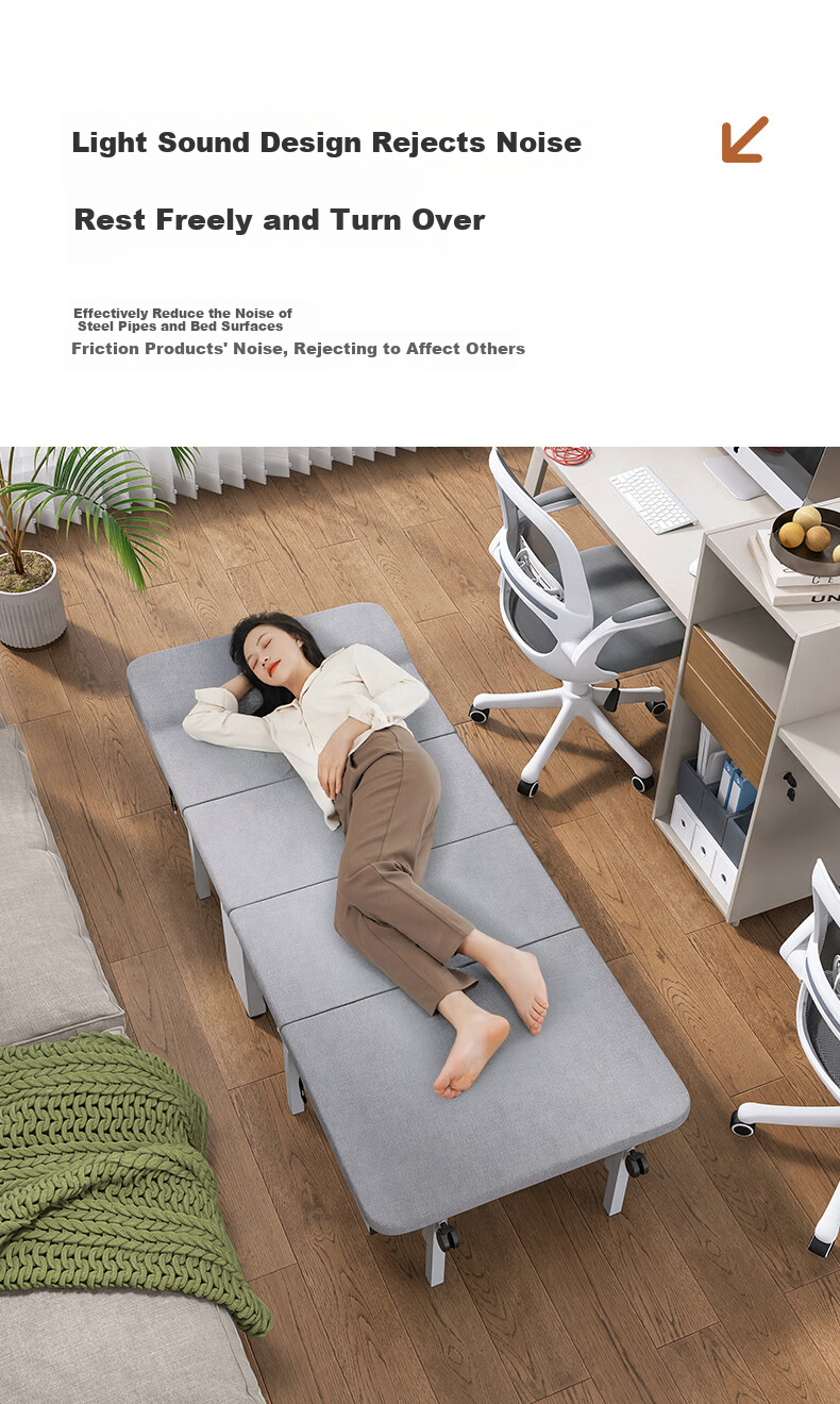Restar Folding Bed Office Nap Essential Hospital Companion Bed Comfortable Wooden Sponge Single Nap Bed 80cm 7