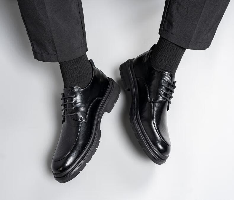 Jingzhenlianggong Men's Genuine Leather Dress Shoes 2026 Spring Business Lace-up Derby Black Size 40 27