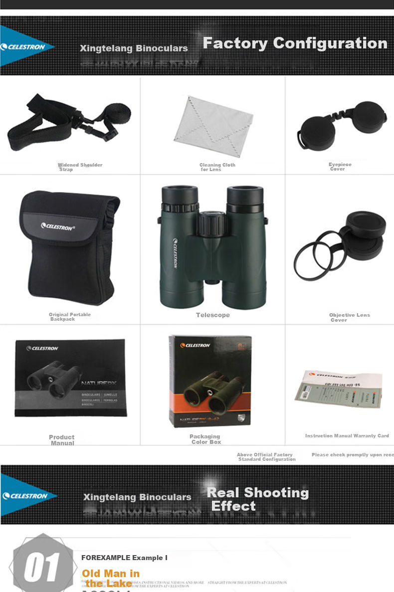 Celestron Nature DX 8x25 High-Power HD Low-Light Night Vision Wide-Angle Nitrogen-Filled Waterproof Binoculars for Mobile Phones 8