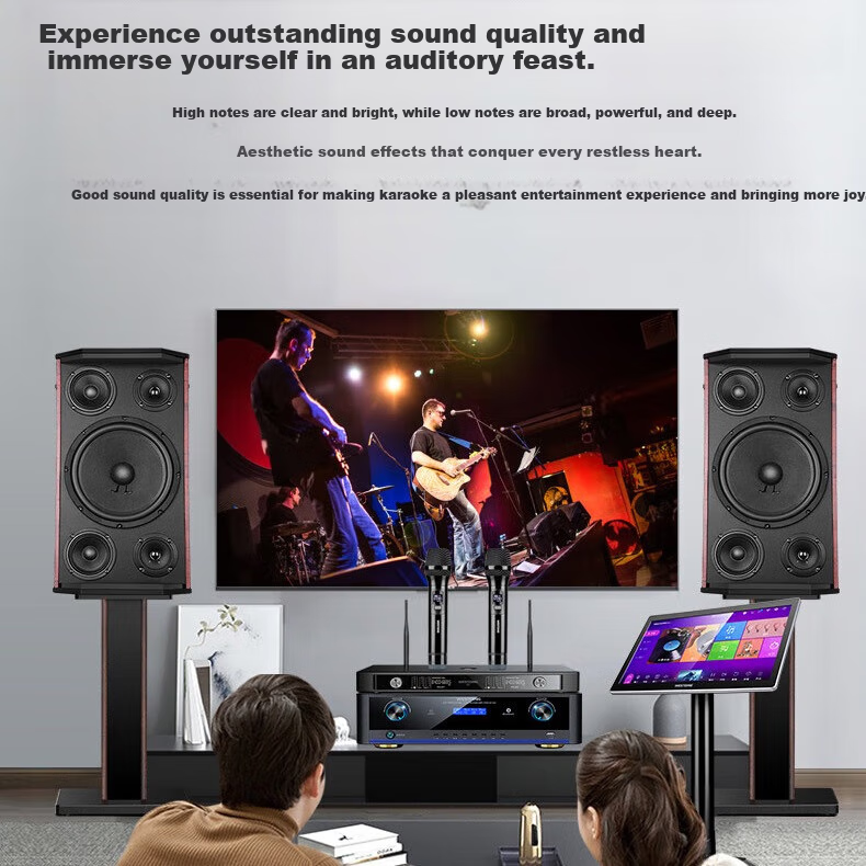 WESTDING Home KTV Sound System Set, Complete Karaoke Equipment All-In Machine for Singing, Home Theater Living Room Professional Karaoke Vertical Speaker KM10 + 12-Inch Subwoofer