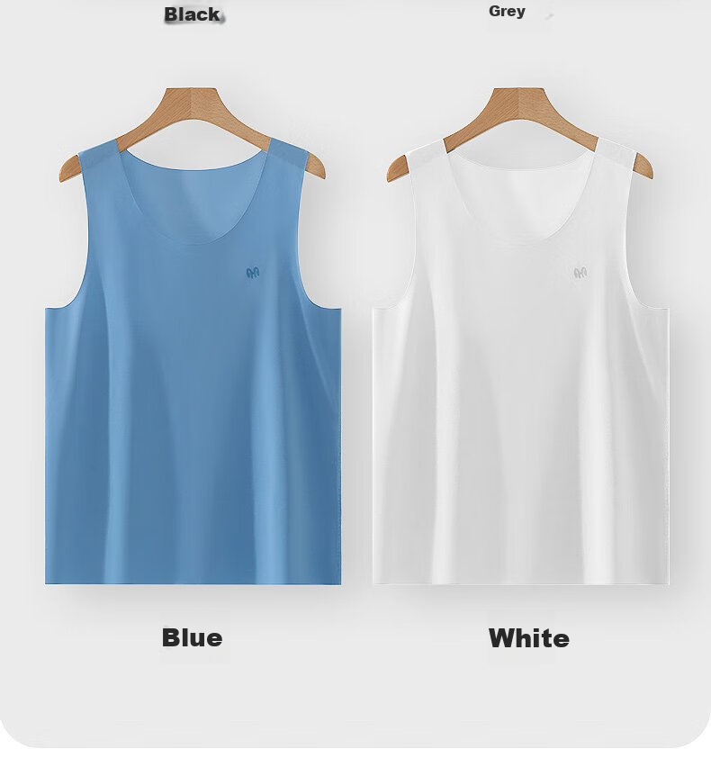 Hengyuanxiang [90% Modal] Men's Summer Ice Silk Vest Antibacterial Seamless Thin Sleeveless Breathable Tank Top Base Shirt 14
