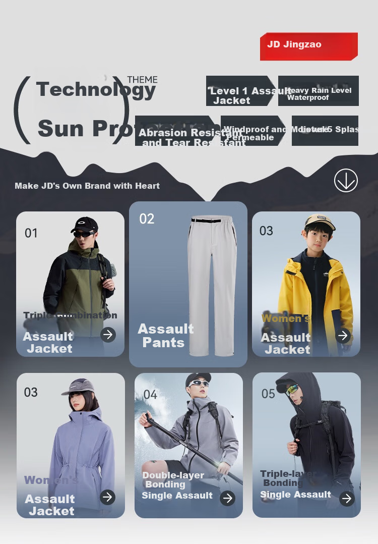 JD Original Tactical Pants for Men And Women, Outdoor Windproof Waterproof Trousers, Loose-Fitting Men's Pants, Hiking Pants, Phantom Gray 2XL 1