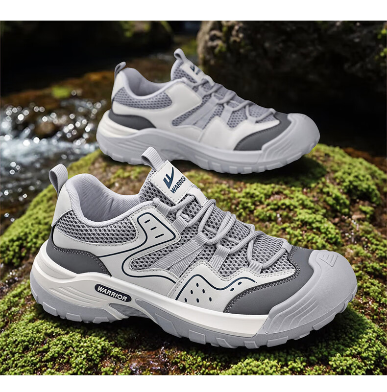 Warrior Men's Hiking Shoes Summer Breathable Mesh Sneakers 5532N Black Brown Size 42 2