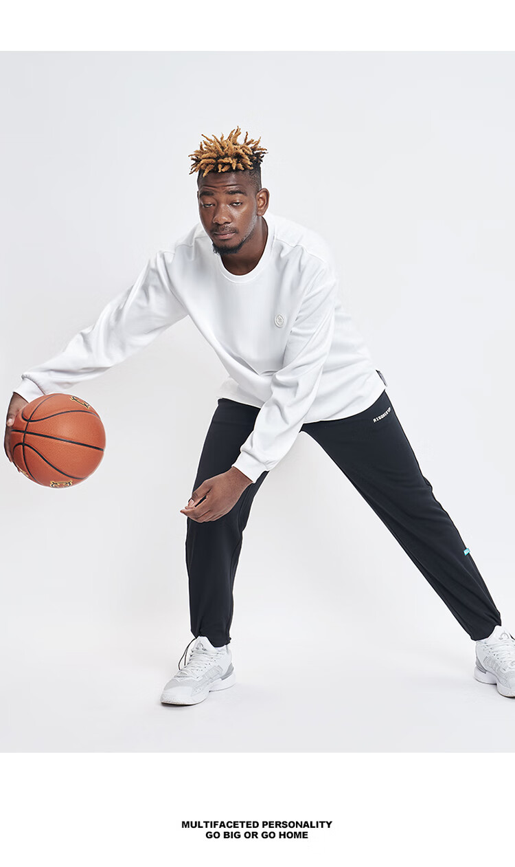RIGORER Men's Autumn Winter Sports Jogger Pants American Basketball Casual Loose Straight Gray Knit Sweatpants 7