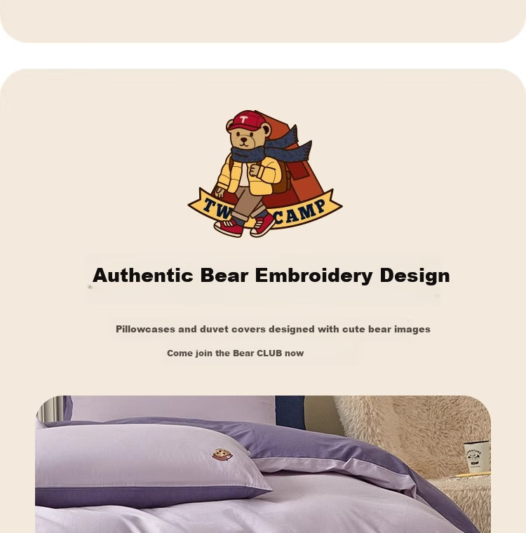 Teenie Weenie Class A Pure Cotton Three-Piece Set, All-Cotton Washed Cotton Single Bed Sheet, Duvet Cover, Bedding for Student Dormitory, 1.2m Bed, Gray Purple + Dark Purple 19