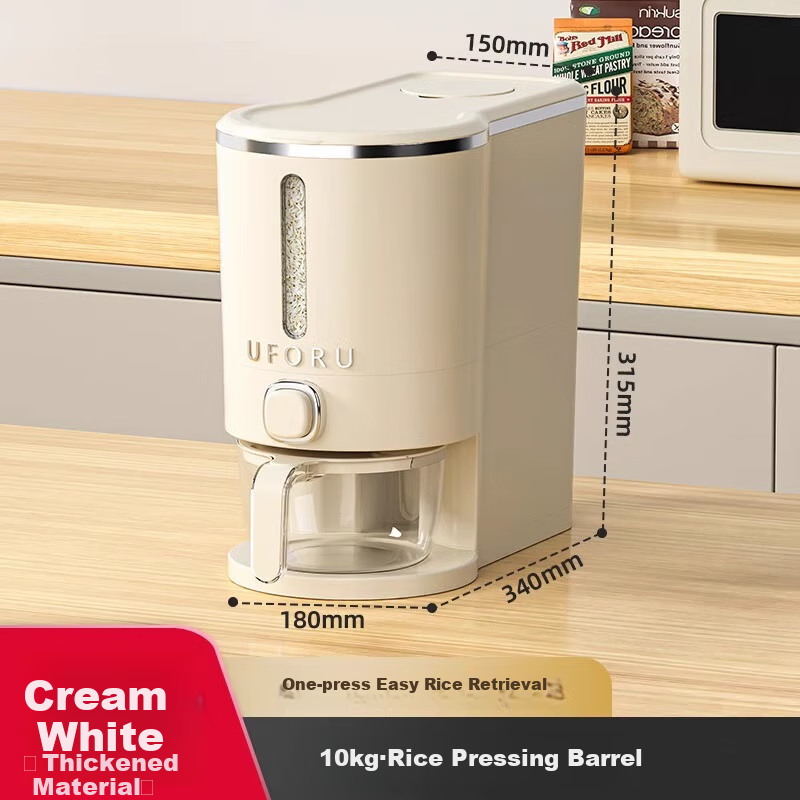 YOUQIN Rice Container, Household Anti-Moth And Moisture-Proof Sealed Food-Grade Rice Storage Bin, High-End Press-Type Rice Jar