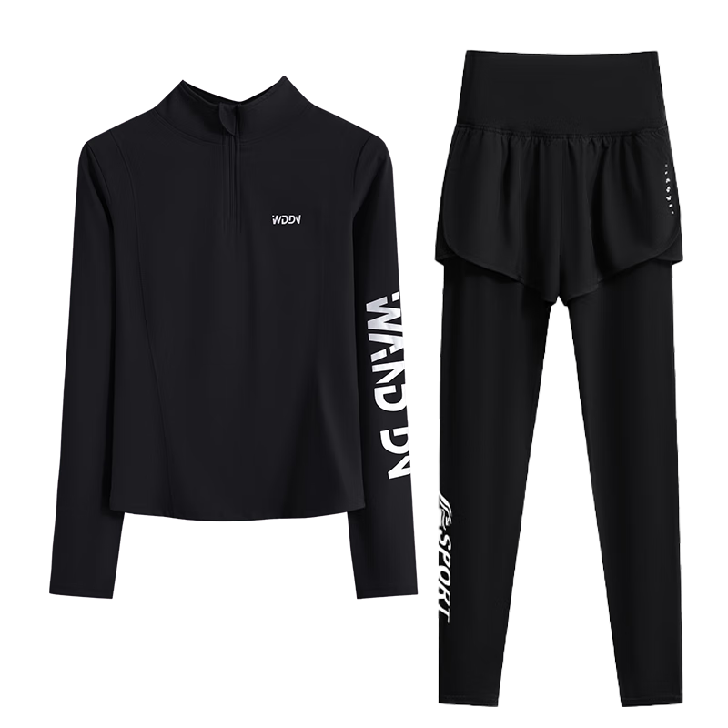 Baisirong Pilates Yoga Outfit Set for Women, Fashionable Fitness Running Sports Training Clothes, Slimming, Concealing, Breathable Quick-Dry Garments