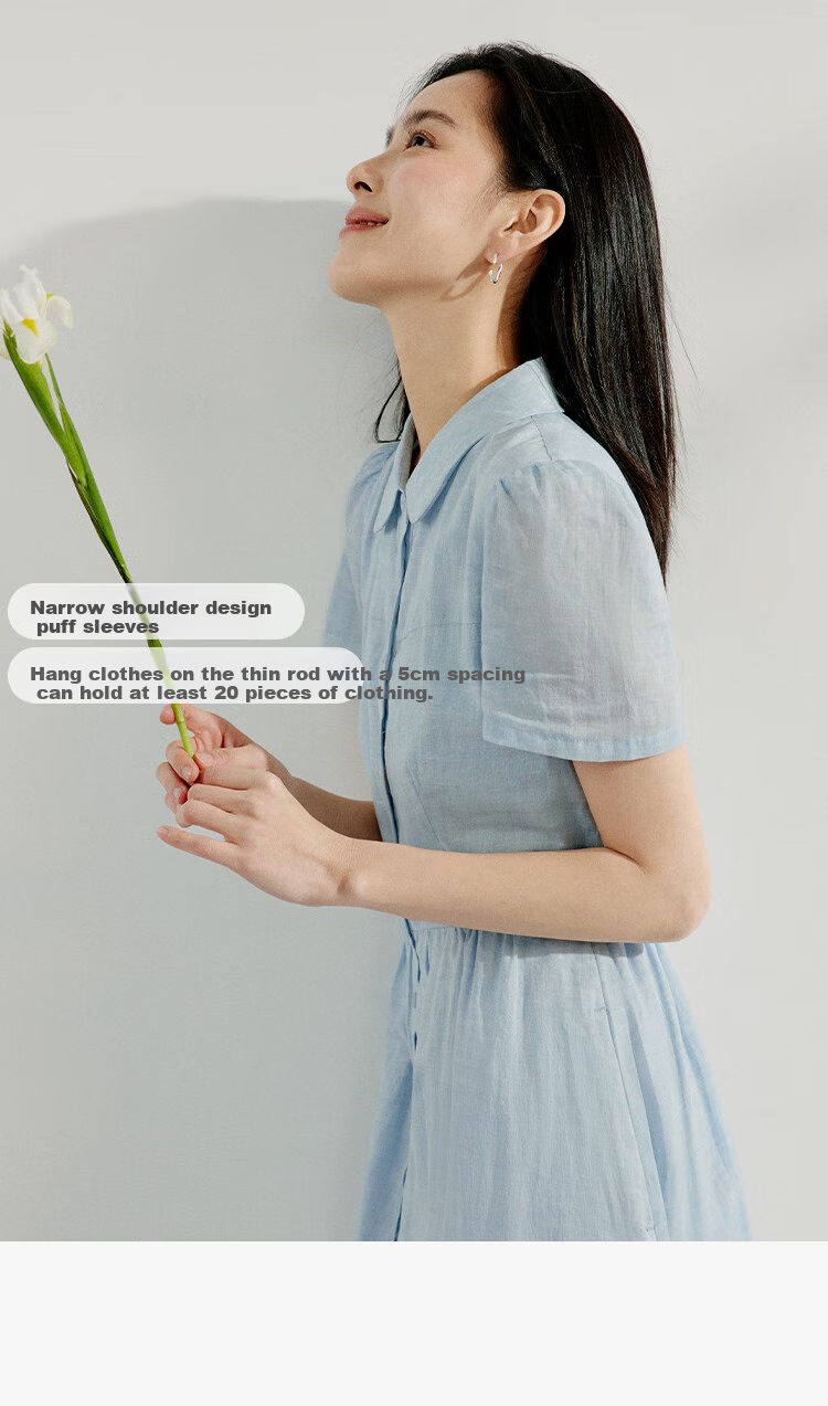 INMAN INMAN [Runway Style] Ramie French Doll Collar Dress for Women, Summer 2026 New Light Blue M 10