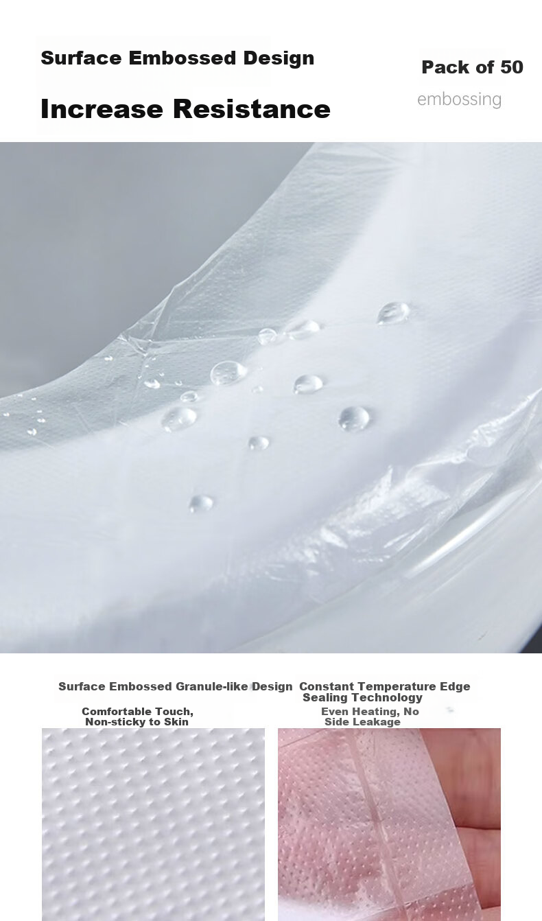 NOLANSEND Disposable Toilet Seat Covers, PO Film Insertable Toilet Seat Pads, Waterproof And Hygienic for Hotels And Travel, Pack of 50 10