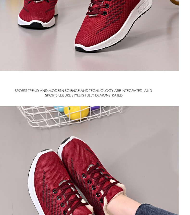 FOOTOPPO Women's Sports Cotton Shoes Elderly Winter Warm Plush Casual Shoes for Moms 12