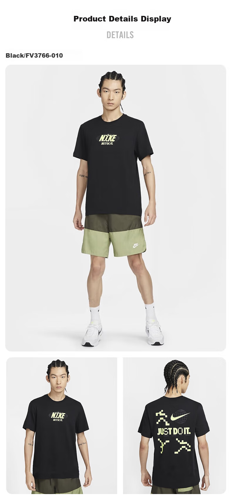 NIKE Spring And Summer Men's Short-Sleeve Round Neck T-Shirt, Sporty Casual, Simple And Fashionable, FZ5398-010, Black, Size M 3
