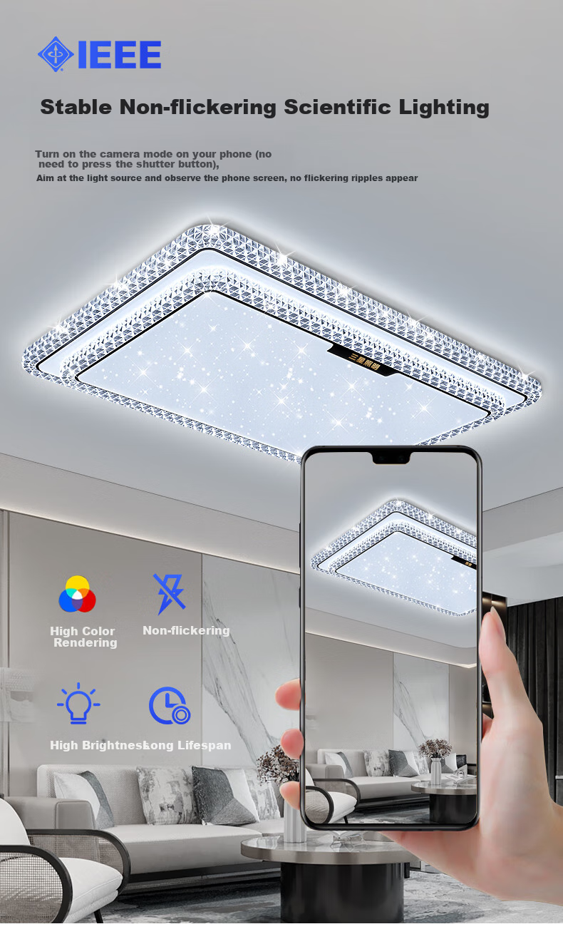 Sanxingzhaoming Anti-Blue Light American Pure Eye Protection Ceiling Light for Bedroom, Simple Luxury Crystal Smart Light for Master Bedroom And Secondary Bedroom 14
