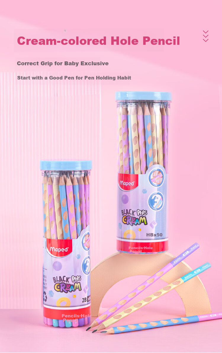 Maped Colored Perforated Pencil HB, Triangular Shaft Pencil for Calligraphy Practice, Sketching And Drawing, Student Children's Posture-Correcting Writing Practice Pencil, 853113CH [12 Pcs/box] 1
