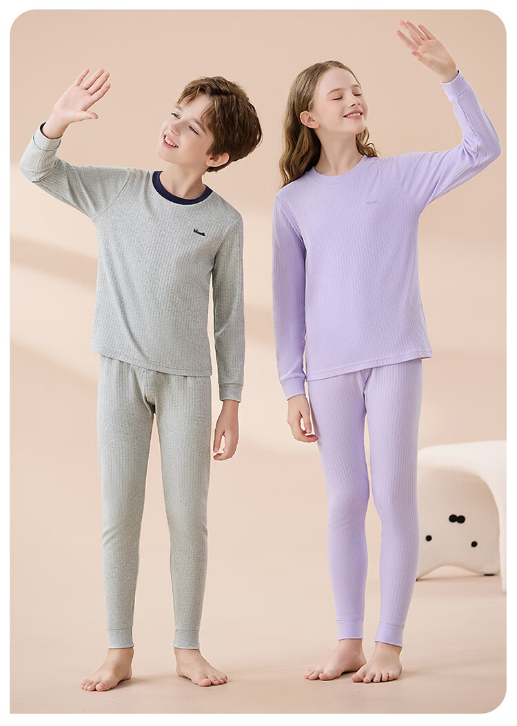 MiiOW Kids Cotton Thermal Underwear Set Boys Girls Long Johns Pajamas Full Cotton Autumn Winter Warm Base Layer 3