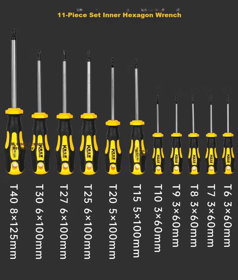 Kuanteng Star-Shaped Hexagon Screwdriver Set, T-Shaped Screwdriver, Hexagon Wrench Set, Star-Shaped Screwdriver, 11 Pieces 4