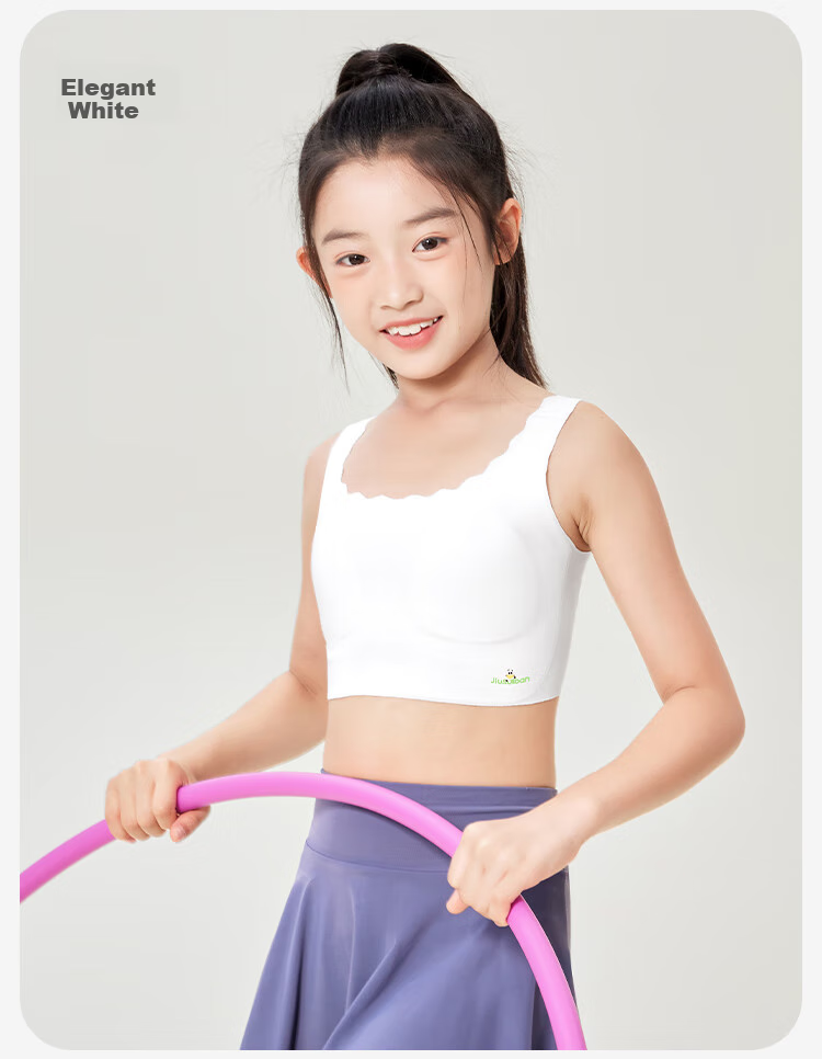 Jiusuiban Plant Cotton Children's Underwear, Girls' Class A Invisible Thin Bra, for Ages 11-13, Puberty Girls' Mid-Length Vest 15