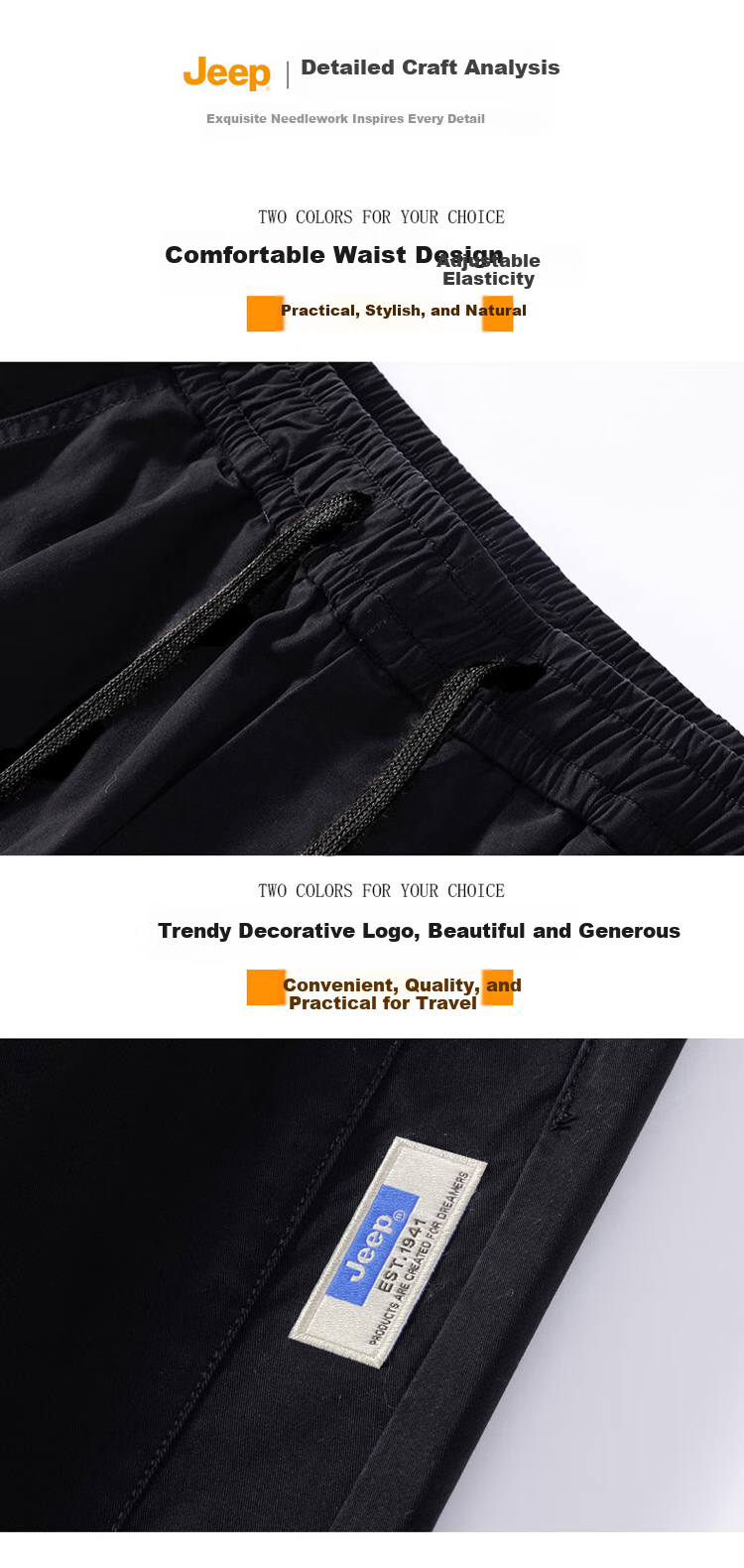 JEEP Men's Cargo Pants, Spring And Summer Casual Loose Trousers, Trendy Jogger Pants for Men, Army Green, Size M 2