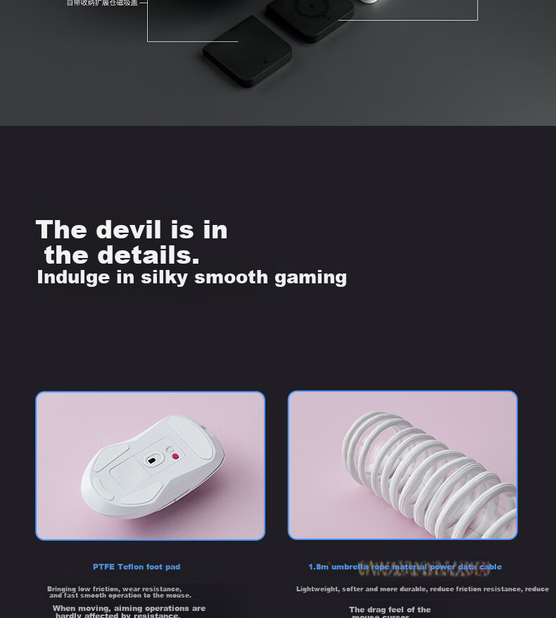 Rapoo VT9PRO V2 Large Hand Wireless/Wired Dual-Mode Gaming Mouse Lightweight PAW3955 Engine Delta Operation FPS PUBG Esports Black White 17