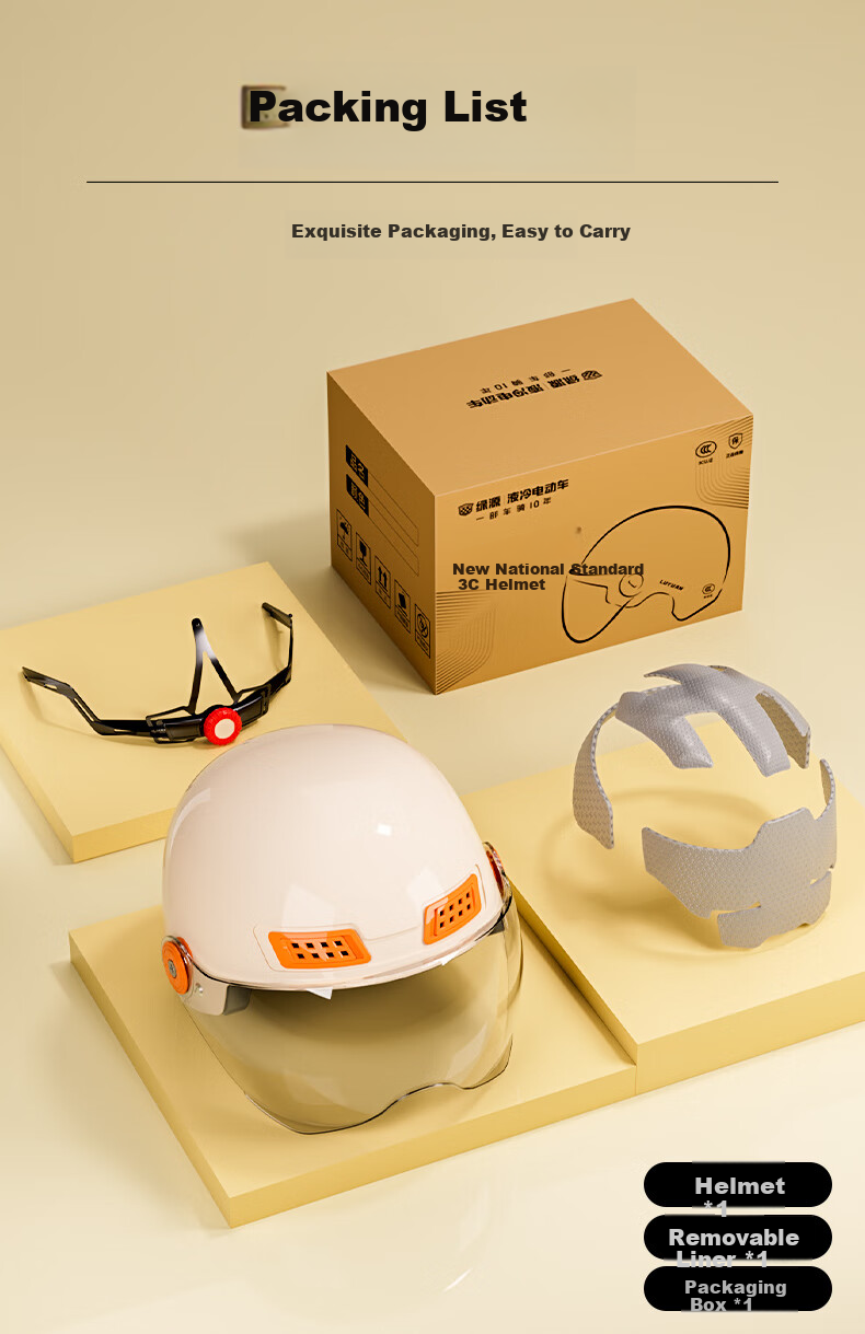 Luyuan Electric Bicycle Helmet, Summer Lightweight Half Helmet for Electric Scooters, New National Standard Class A 3C Certified Safety Helmet for Electric Motorcycles, Suitable for Men And Women, All Seasons, Rice White - 3C Transparent Short Visor 10